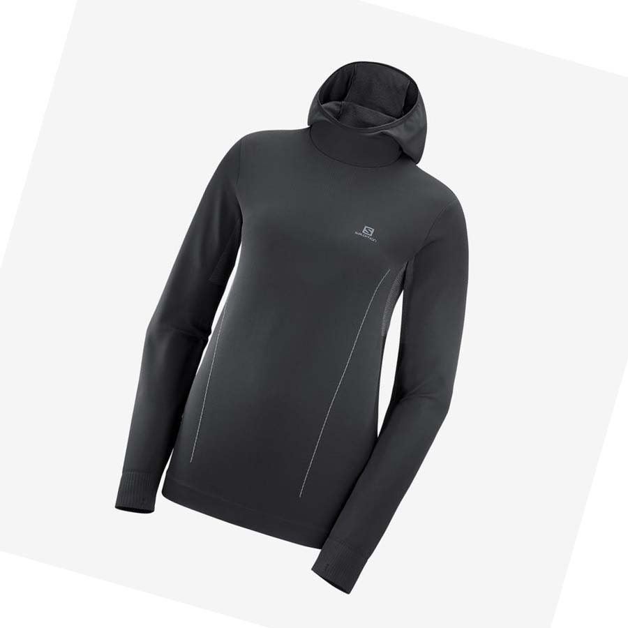 Salomon ESSENTIAL SEAMLESS Kadın Kapüşonlu Sweatshirt Siyah | TR 2534AHK